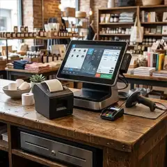 Equipo de punto de venta: lector de código de barras y impresora térmica